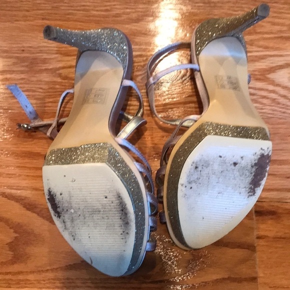 Lulu Townsend Gold Glitter Heeled Platform Strappy Sandals Size 9 - Picture 4 of 4